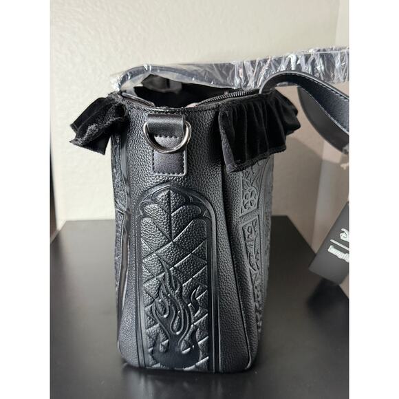 Loungefly Disney Villains Stained Glass Windows Black Tote Crossbody Bag NWT - Picture 6 of 7